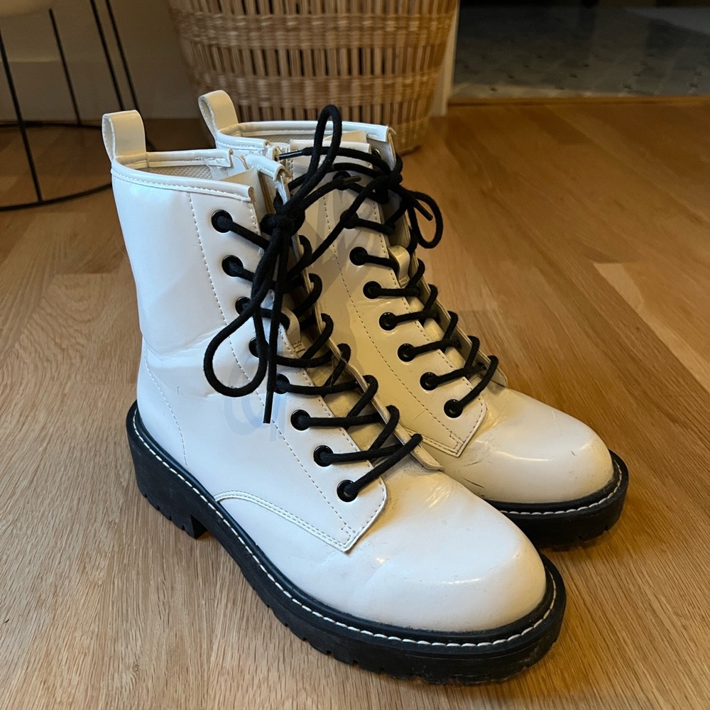 Forever 21 White Combat Boots